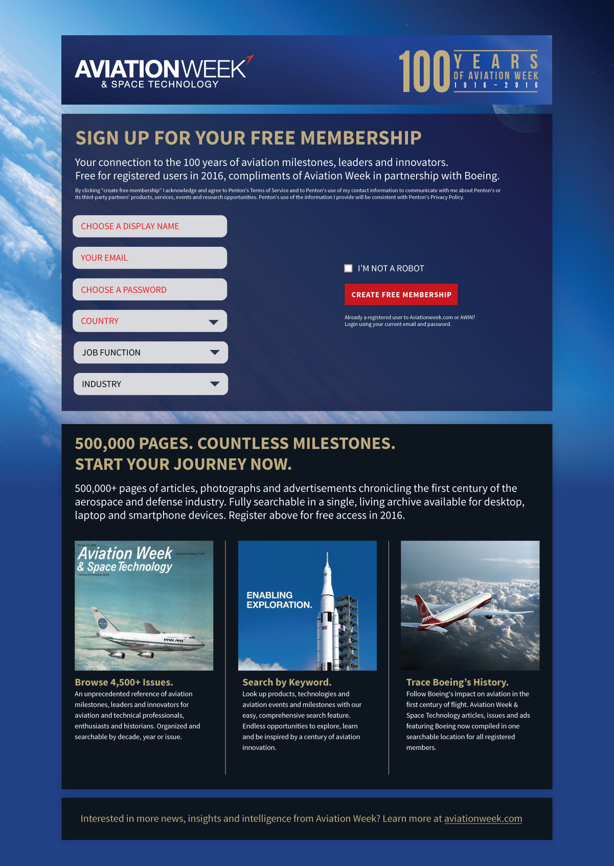 Aviation Week Archive website design